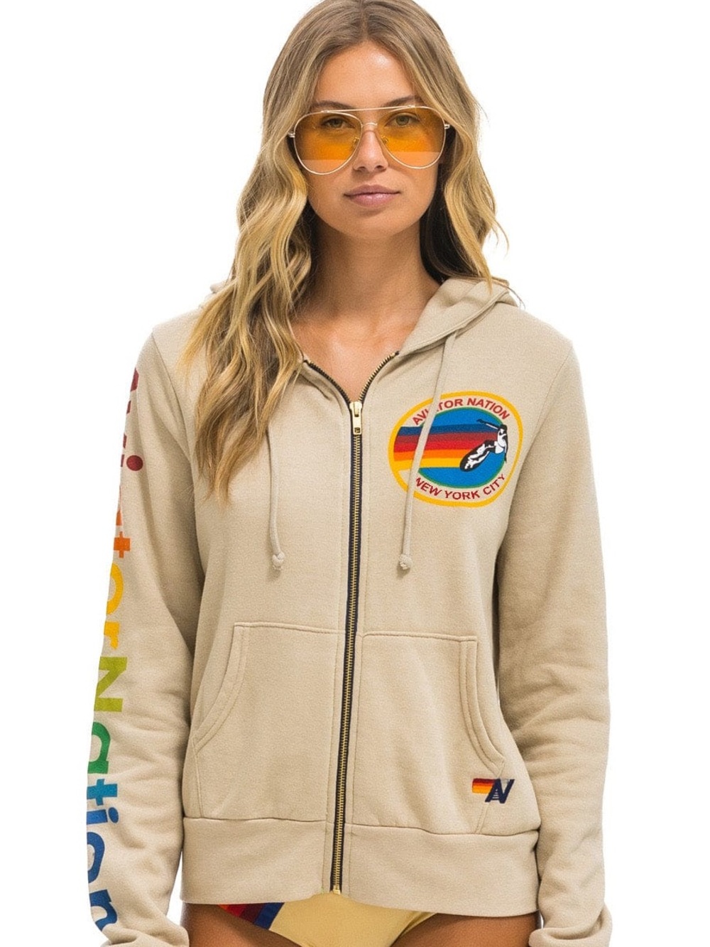 Aviator Nation logo zip up hoodie